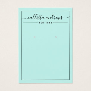Simple Black Mint Cursive Earring Display Card