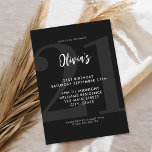 Simple Black Modern 21st Birthday<br><div class="desc">A simple modern 21st birthday invitation featuring elegant calligraphy script typography and minimalist design in black and white colour.</div>