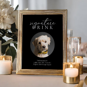 Simple Black Modern Animal Signature Drink Sign