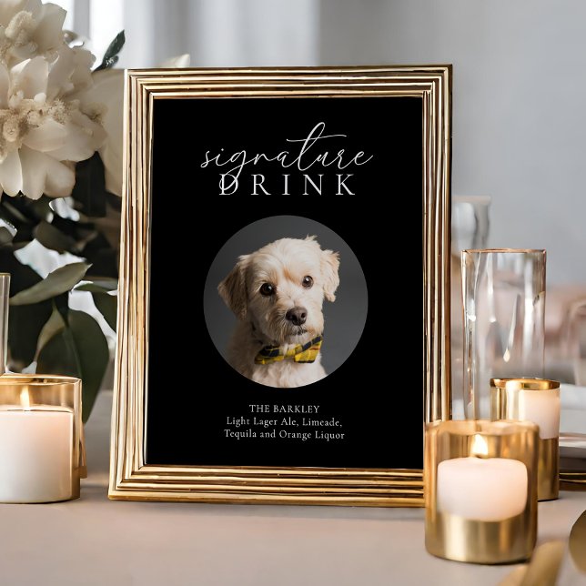 Simple Black Modern Animal Signature Drink Sign (Creator Uploaded)