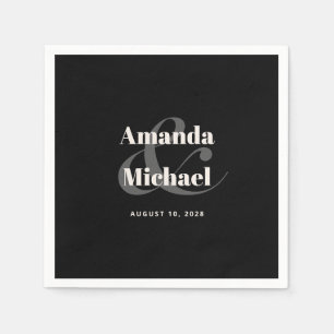 Simple Black Modern Minimalist Wedding Napkin