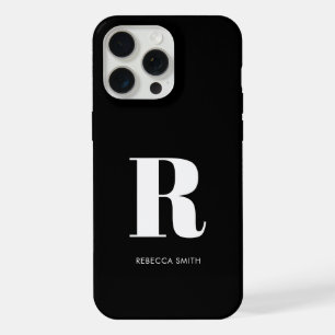 Simple Black Modern Monogram iPhone 15 Pro Max Case