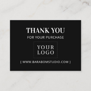 Simple Black Modern Thank you Business Logo Card