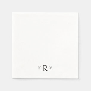 Simple Black Monogram Cocktail II Napkin