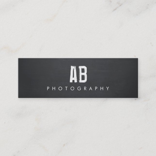 Simple Black Monogram, Cool Hip and Edgy, Mini Business Card (Front)