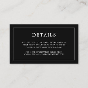 Simple Black Monogram Elegant Wedding Enclosure Card