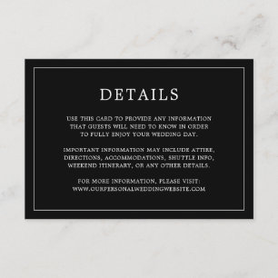 Simple Black Monogram Elegant Wedding Enclosure Card