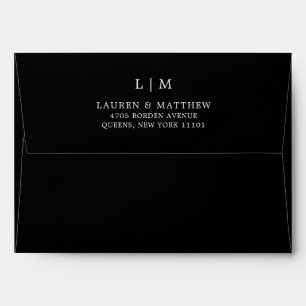 Simple Black Monogram Elegant Wedding Envelope