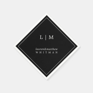 Simple Black Monogram Elegant Wedding Napkin