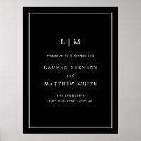 Simple Black Monogram Elegant Wedding