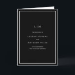 Simple Black Monogram Elegant Wedding Programme<br><div class="desc">Simple folded wedding program featuring a modern yet elegant design. The cover has your two initial monogram along with your wedding details in white over a black background. The inside has your wedding party on the left side and your order of ceremony on the right side. The backside has your...</div>