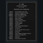 Simple Black Monogram Elegant Wedding Timeline<br><div class="desc">Simple Wedding Timeline featuring a modern yet elegant design with your two letter monogram at the top and your details surrounded by a thin border. All text is in white over a black background and may be changed to any colours you wish by clicking the "customise" button. A chic and...</div>
