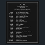 Simple Black Monogram Elegant Wedding Timeline<br><div class="desc">Simple Wedding Timeline featuring a modern yet elegant design with your two letter monogram at the top and your details surrounded by a thin border. All text is in white over a black background and may be changed to any colours you wish by clicking the "customise" button. A chic and...</div>