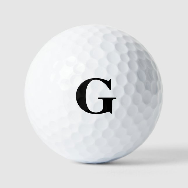 Simple Black Monogram Golf Balls (Front)