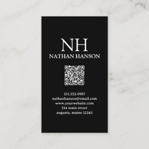 Simple Black Monogram Modern Business Card