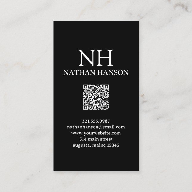 Simple Black Monogram Modern Business Card (Front)