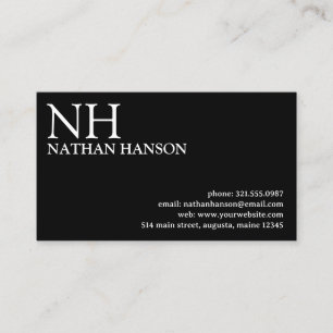 Simple Black Monogram Modern Business Card