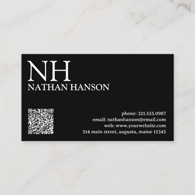 Simple Black Monogram Modern Business Card (Front)