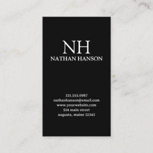 Simple Black Monogram Modern Business Card