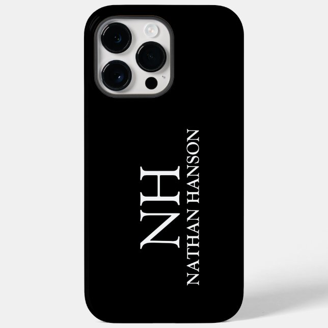 Simple Black Monogram Modern Case-Mate iPhone Case (Back)
