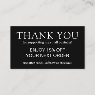 Simple Black Monogram Modern Discount Card