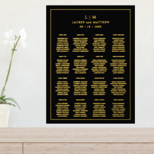 Simple Black Monogram Wedding Seating Chart
