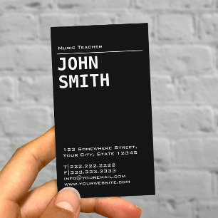 Simple Black Music Teacher Business Card