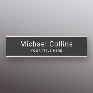 Simple black name and title template professional door sign