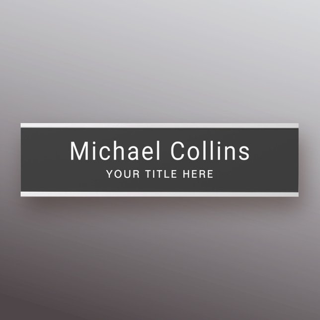 Simple black name and title template professional door sign (Creator Uploaded)