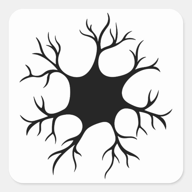 Simple Black Neuron Design Square Sticker (Front)