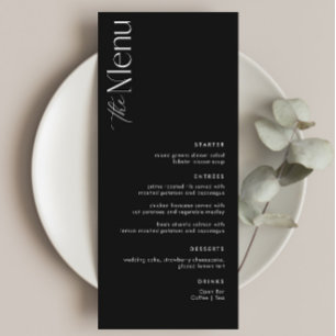Simple Black Old Money Wedding  Menu