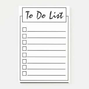 Simple Black On White To Do List   Post-it Notes