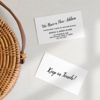 Simple Black on White We Have a New Address Card