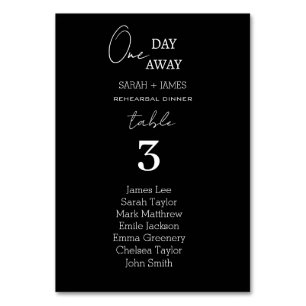 Simple Black One Day Away Wedding Seating Chart Table Number