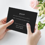 Simple Black Online Rsvp Website Card<br><div class="desc">Border-less Version. (Also available with a black border) Simple and clean black and white design insert card for your online rsvp; wedding website address card. Delicate leaf illustration on front and back. Customise to suit almost any invitation by changing font styles, colours, background colour on front and back and even...</div>