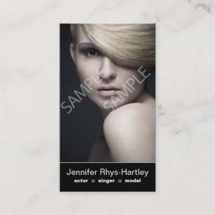 Simple Black Panel Double Headshot Business Card