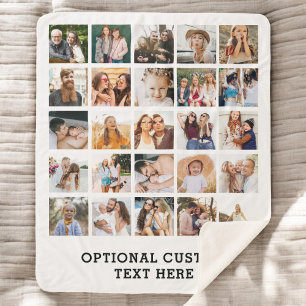 Simple Black Photo Collage 25 Picture Personalised Sherpa Blanket