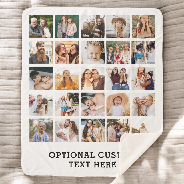 Simple Black Photo Collage 25 Picture Personalised Sherpa Blanket (Creator Uploaded)