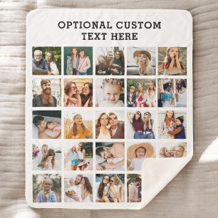 Simple Black Photo Collage 25 Picture Personalised Sherpa Blanket