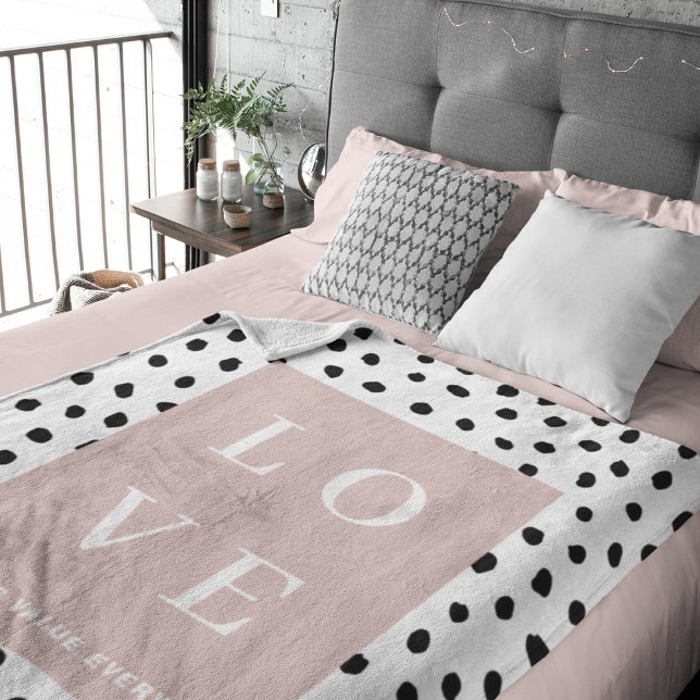 Simple Black & Pink LOVE |Let ours Value Everyone  Sherpa Blanket (Creator Uploaded)