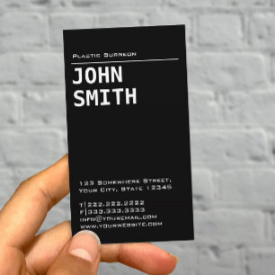 Simple Black Plastic Surgeon Business Card