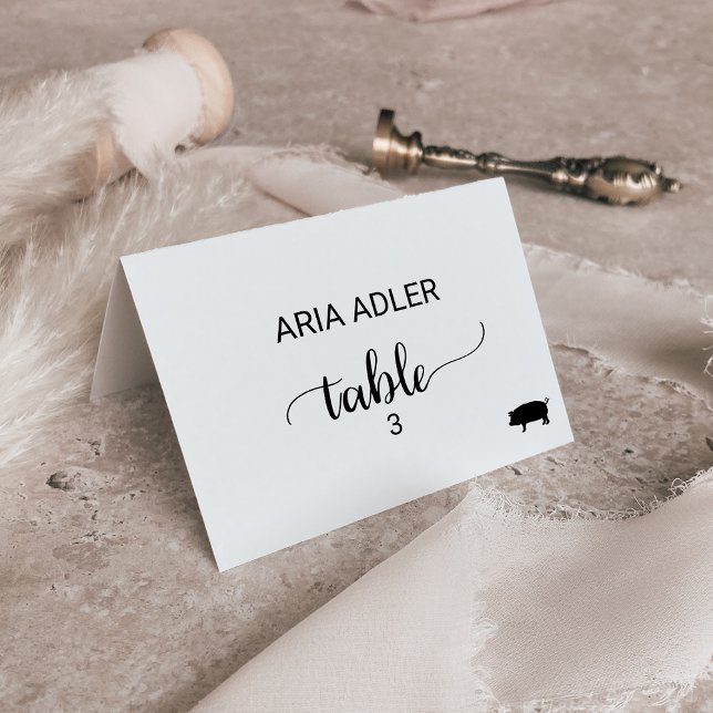 Simple Black Pork Meal Option Place Card (Creator Uploaded)