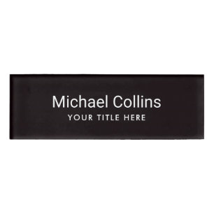 Simple black professional magnetic name tags