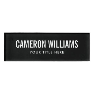 Simple black professional magnetic name tags