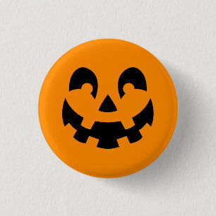Simple Black Pumpkin Face On Orange Halloween 3 Cm Round Badge