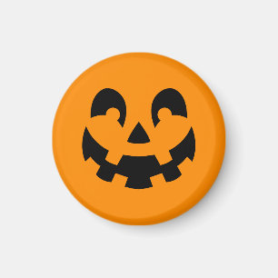 Simple Black Pumpkin Face On Orange Halloween Magnet