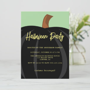 Simple Black Pumpkin Halloween Costume Party Invitation