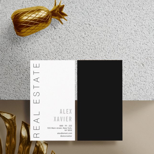 simple black real estate business card (Creator Uploaded)