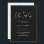 Simple Black Rustic Script Elegant Baby Shower Invitation<br><div class="desc">Modern black baby shower invitation featuring a simple design with "Oh Baby" in a rustic style script typography.  This elegant gender neutral invitation with a minimalist layout is great whether you are having a boy or a girl.</div>