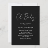 Simple Black Rustic Script Elegant Baby Shower
